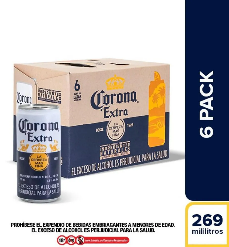 Cerveza Corona Extra Lata Sixpack (1614 ml)